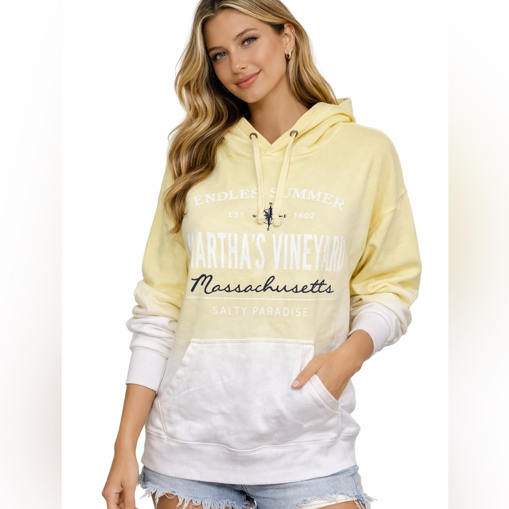 Martha’s Vineyard Endless Summer Salty Paradise Tie Dye Yellow Hoodie Small